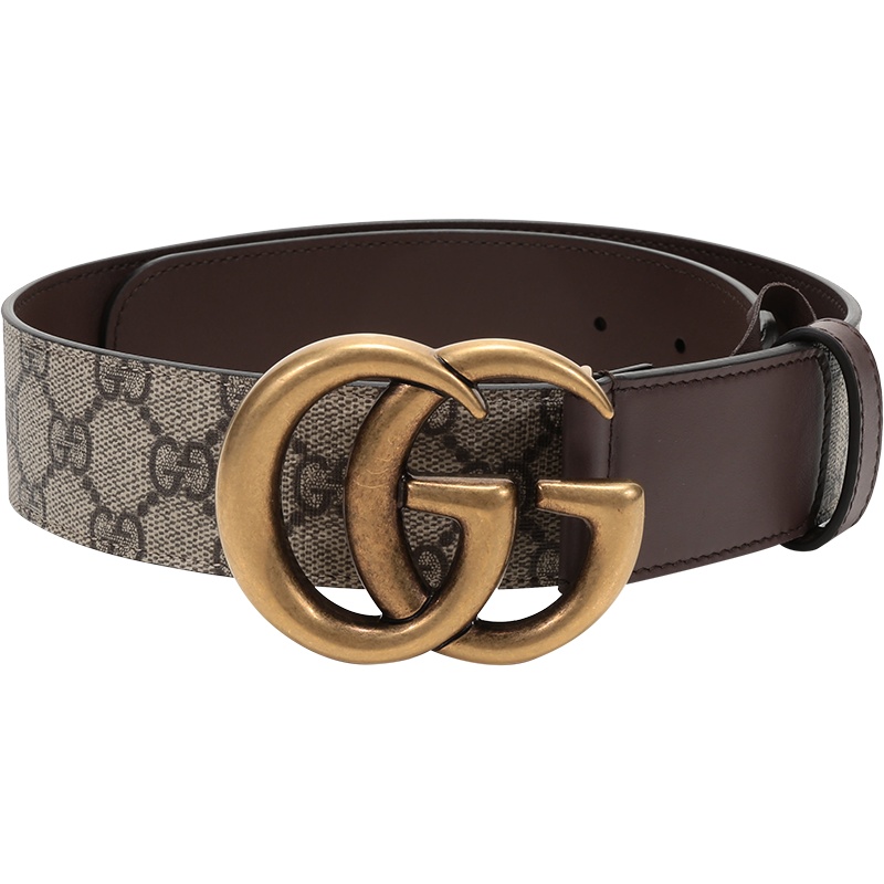 GUCCI 古驰 男女通用款 人造帆布配皮仿古做旧板扣式腰带皮带 400593 92TLT