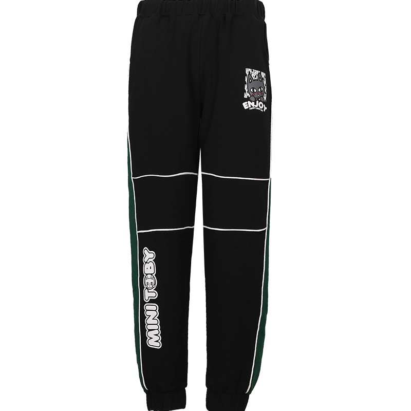 a02新款潮流撞色拼接萌趣卡通字母印花休闲裤女DTU5A1131PN