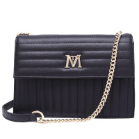 梦特娇女包真皮链条包 时尚条纹牛皮斜挎包 简约单肩小方包 新款正品