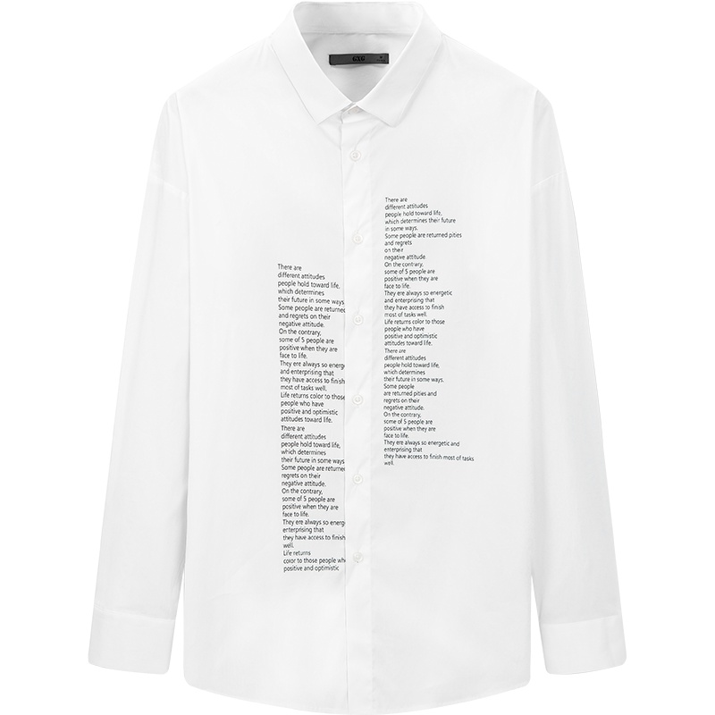 GXG男士 春季休闲时尚潮流商场同款白色长袖衬衫