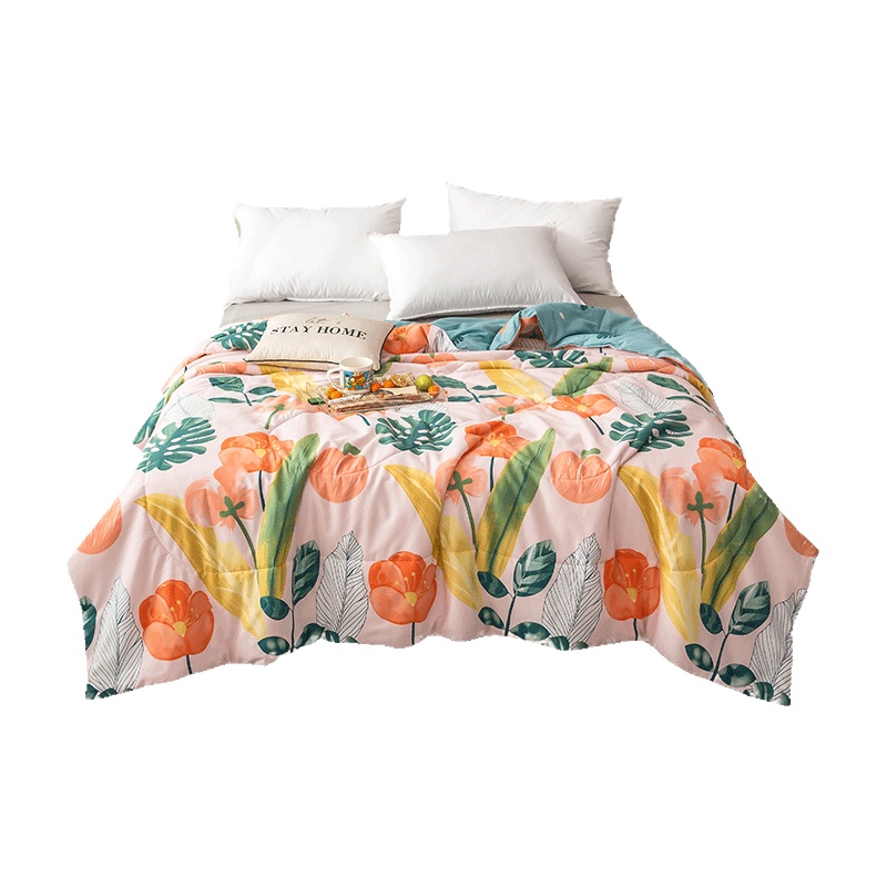 苏宁宜品全棉面料羽丝绒填充斜纹绗缝夏被子 舒适一夏