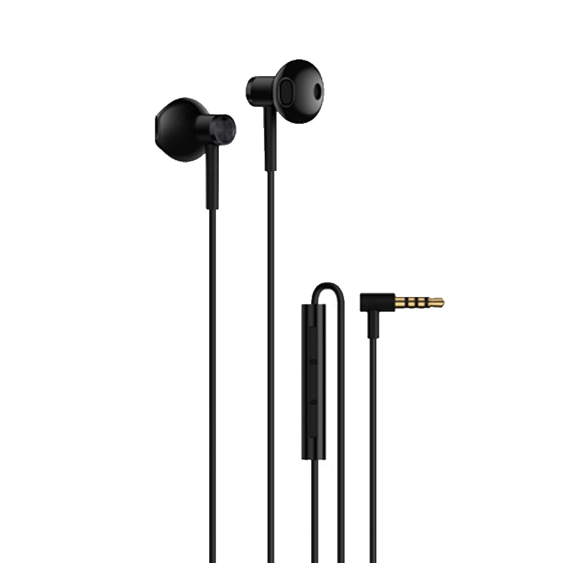 小米(MI)双单元半入耳式耳机 黑色 安卓手机线控耳塞TPE材质 不易打结缠绕 可控性好