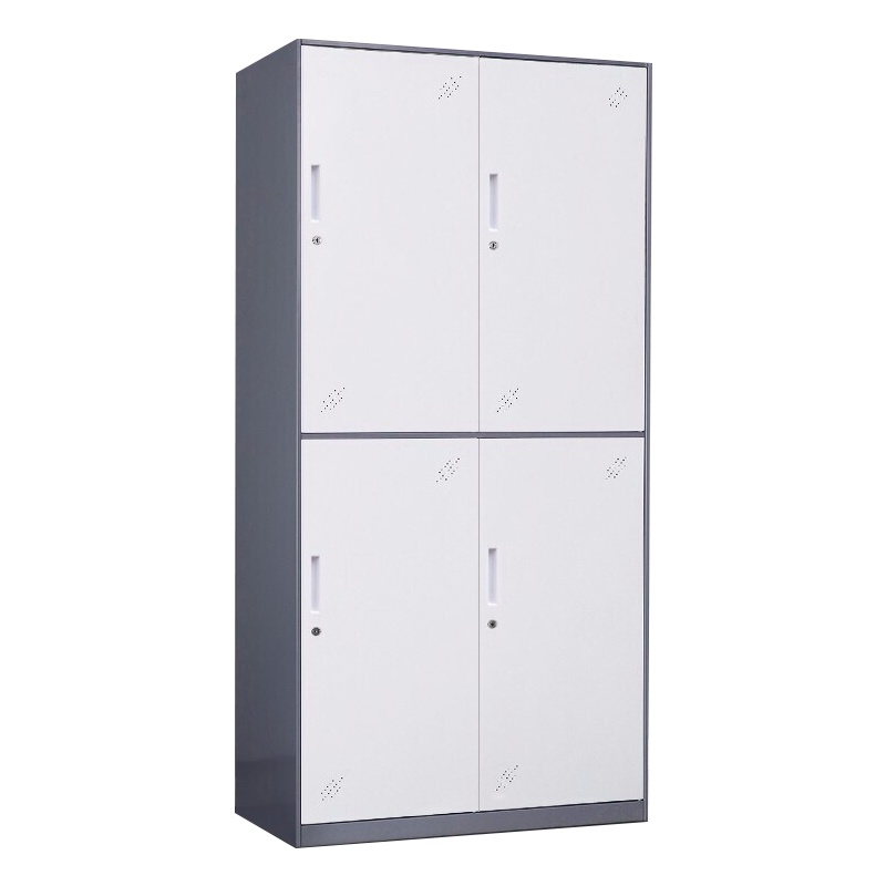 震海灰套白四门更衣柜储物柜鞋柜员工存包柜钢制办公柜类更衣柜衣柜 家用四门衣柜