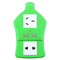 旗米兄弟 FC插座USB多功能防触电安全插排家用便携款插线板2位插孔USB排插 绿白2位/USB/1.5米