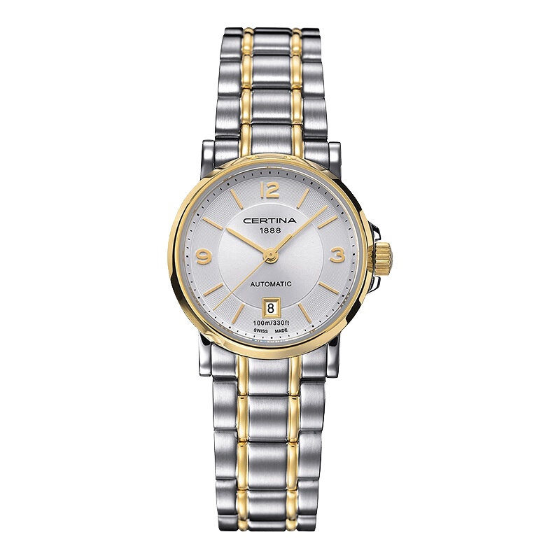 雪铁纳(CERTINA)瑞士手表 卡门系列时尚气质自动机械女表 27mm间金盘钢带 C017.207.22.037.00