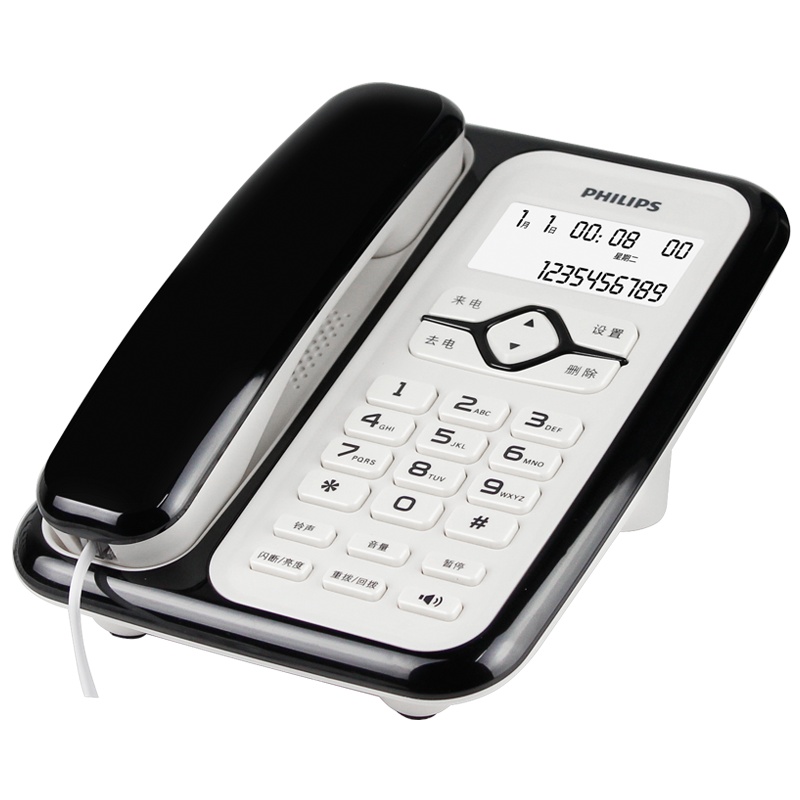 飞利浦(PHILIPS)电话机座机 固定电话 办公家用 免电池设计 来电显示 CORD020 (黑色)