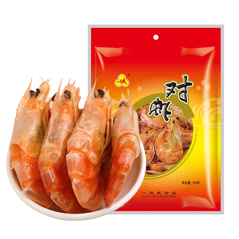 一品爽 烤虾干对虾干 海产干货 虾米干海米干 淡干海虾 休闲虾干120g海鲜水产干货