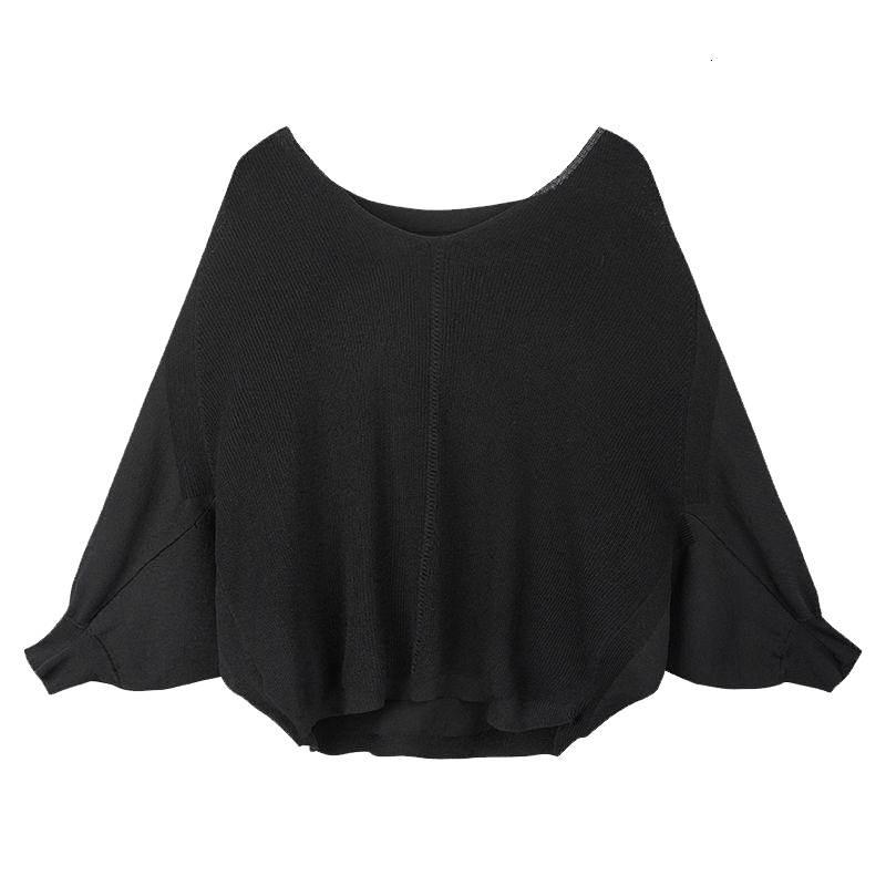 【专柜同款】拉夏贝尔candie’s秋冬新款套头内搭蝙蝠袖纯色薄款针织衫30081355