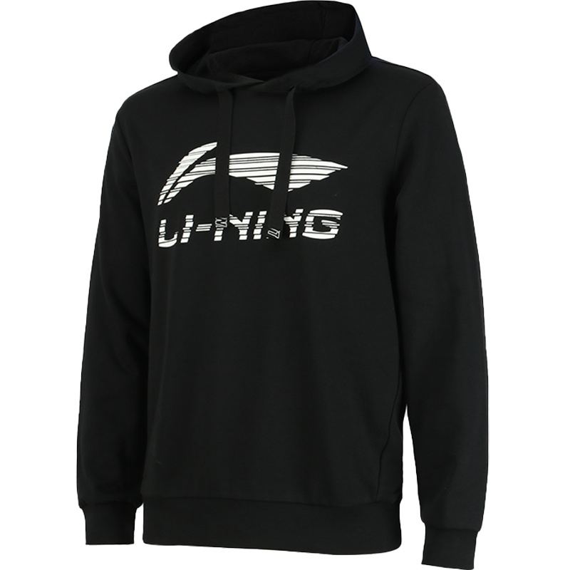 李宁男子时尚简约印花logo套头连帽卫衣