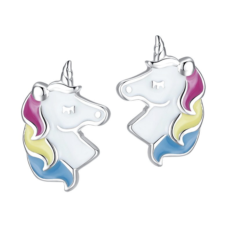 MYFD 耳钉女S925银秘趣系列三色\双色独角兽耳钉MYE19229