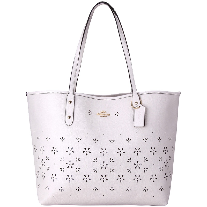 蔻驰coach女包拉链暗袋真皮双根单肩托特包百搭欧美时尚中型女士手提包