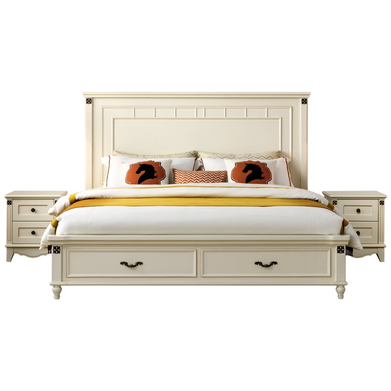 凯丽罗拉家具 床 简约现代 实木床双人床 美式床婚床1.8米 欧式床单人床1.5m 卧室高箱床储物床 小户型