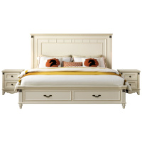 凯丽罗拉家具 床 简约现代 实木床双人床 美式床婚床1.8米 欧式床单人床1.5m 卧室高箱床储物床 小户型