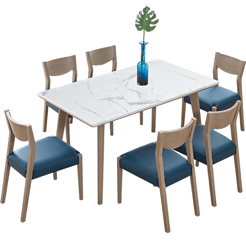 全友家居实木框架餐桌椅组合一桌四椅六椅简约北欧饭桌家用123807餐桌餐椅