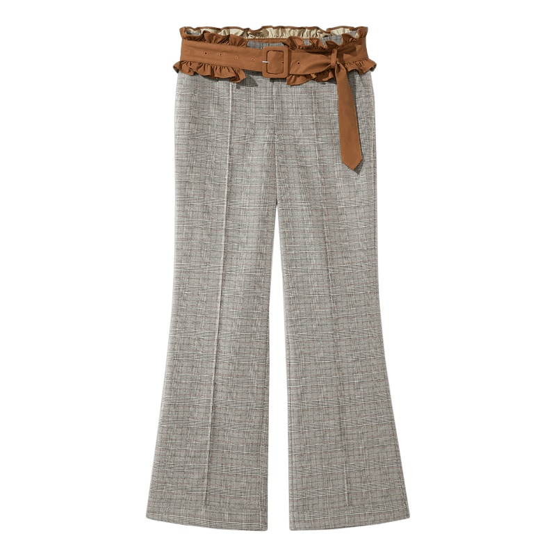 2019爱居兔秋季女装格纹设计喇叭裤