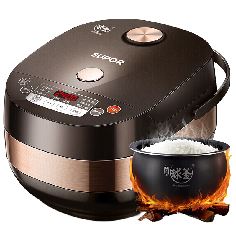 苏泊尔(SUPOR) 鎏金球釜家用电饭煲 4升电饭锅金属拉丝机身不粘内胆隐藏式微压焖香阀SF40FC663(XF)