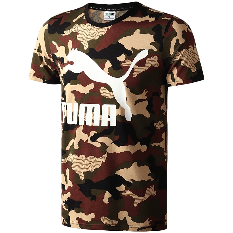 【自营】PUMA彪马男装运动服圆领LOGO迷彩印花短袖跑步健身T恤595921