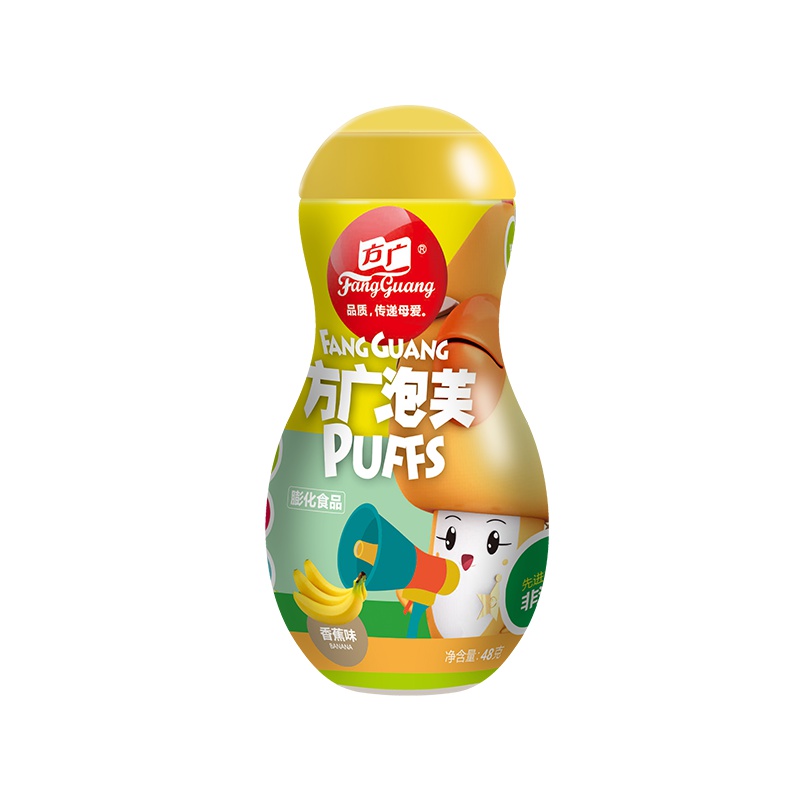 方广 儿童零食 饼干 奶豆 溶豆 香蕉味泡芙48g/罐装