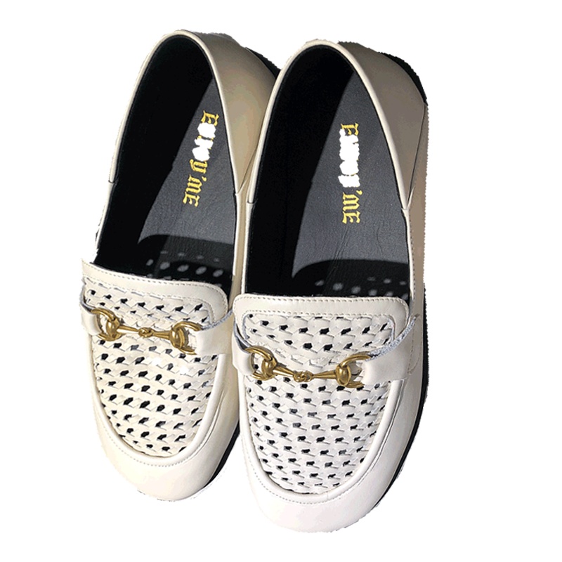 圆头编织乐福鞋