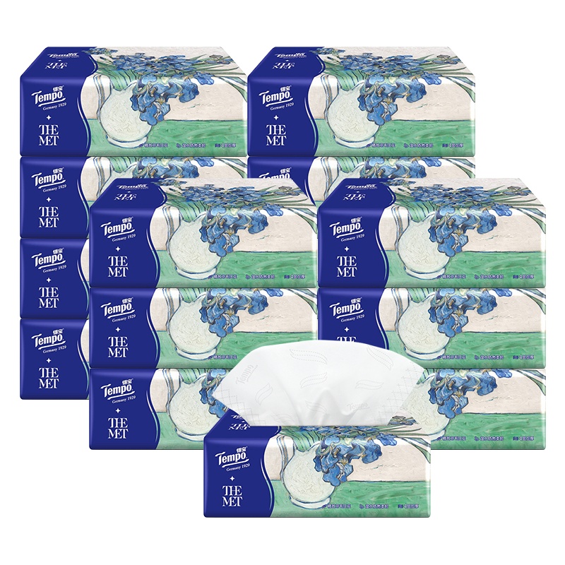 得宝(Tempo) 抽纸4层90抽*15包/箱×90抽(艺术系列茛笤款)(整箱销售)