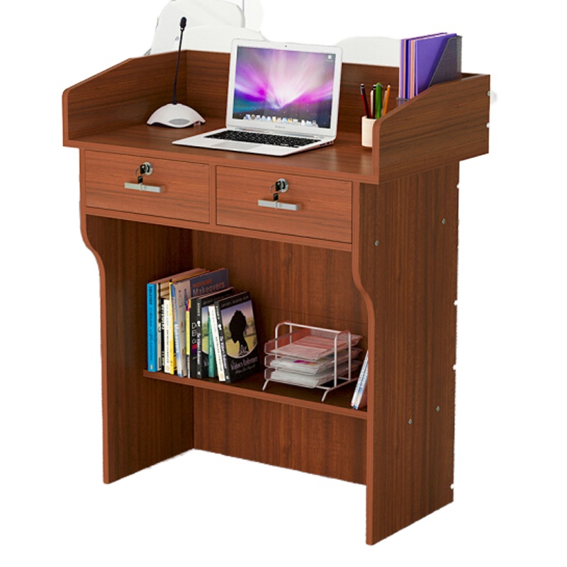 接待桌讲台桌现代演讲台发言台办公前台小型收银台酒店接待台迎宾台主持咨询台 柚木色