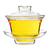 金镶玉 玻璃茶杯 玻璃盖碗 高硼硅耐热防爆泡茶碗 三才盖碗±150ml