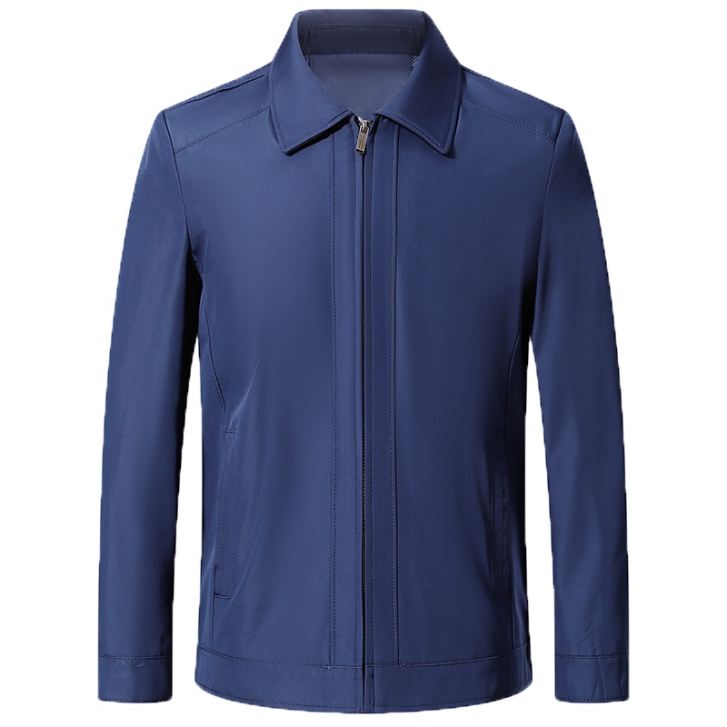 卡帝乐鳄鱼夹克男翻领纯色薄款外套2019秋季新品中年宽松茄克BDB1706T