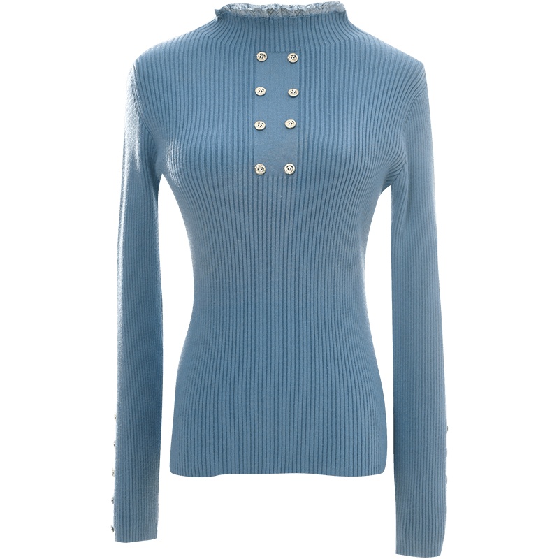 欧昵雪秋冬时尚套头半高领修身毛衣女长袖显瘦打底针织衫