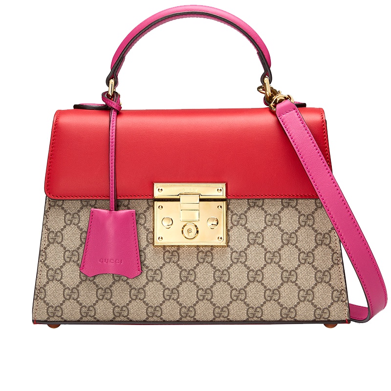 [海外直邮]GUCCI古驰女包Padlock系列小号手提包新款女士锁头扣乌木色单肩包453188 KLQIG 9784