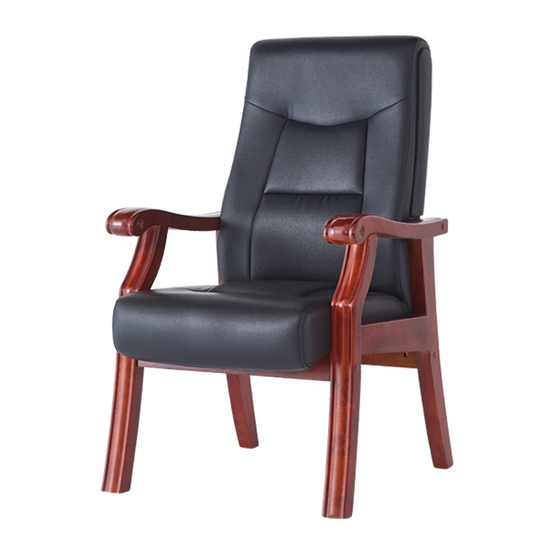 欧宝美实木椅电脑椅大班椅老板椅会议洽谈椅家用办公椅子人体工学四脚实木椅