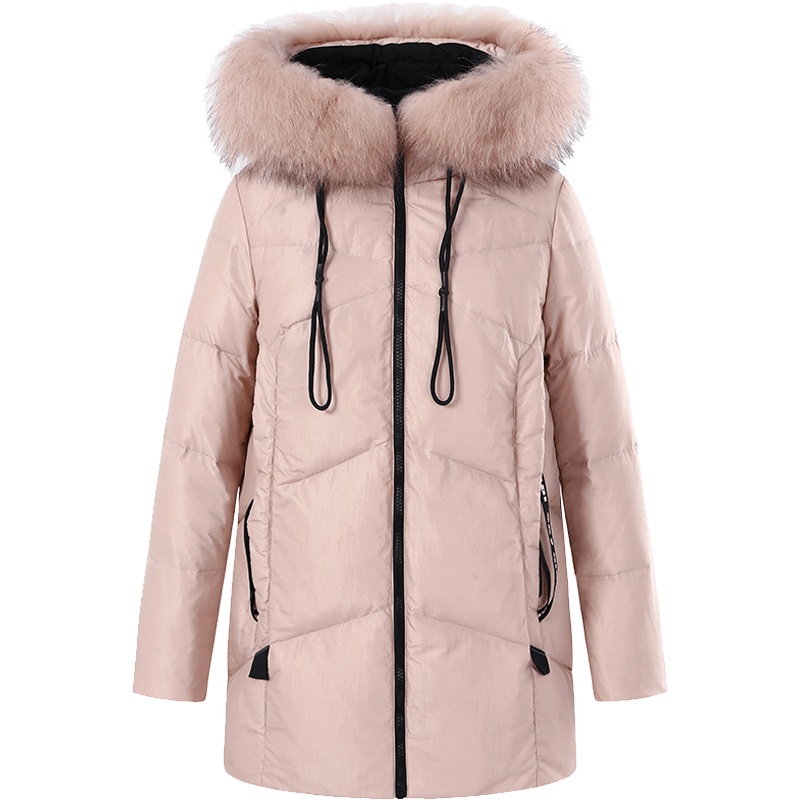 艾莱依羽绒服女中长款2018冬季新款连帽617103065