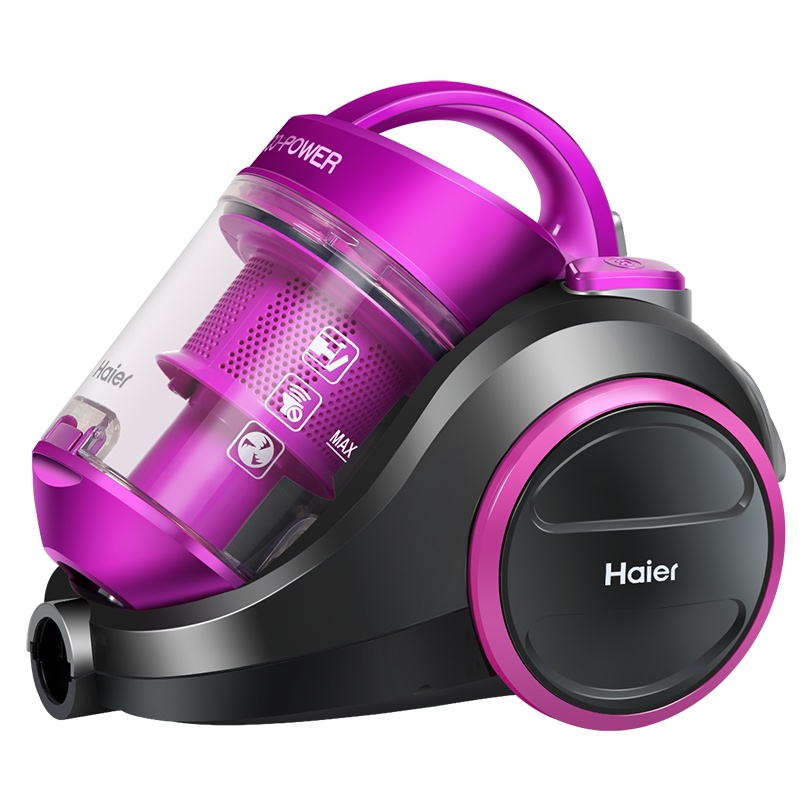 海尔(Haier)卧式吸尘器ZW1202R 紫红色 家用小型手持 强力大功率大吸力 地毯狗毛除螨
