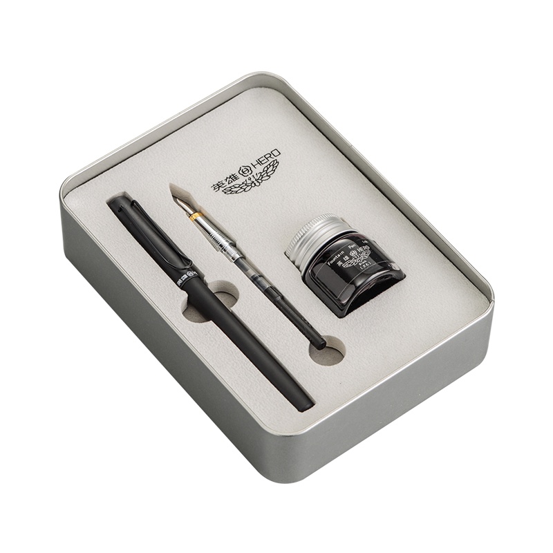 英雄钢笔466男女孩小学生练字粉色美工弯头钢笔送礼礼物盒套装定制logo免费刻字