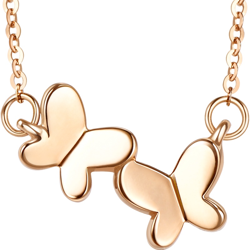 周生生(CHOWSANGSANG)18K红色黄金立体蝴蝶项链 91093N 定价