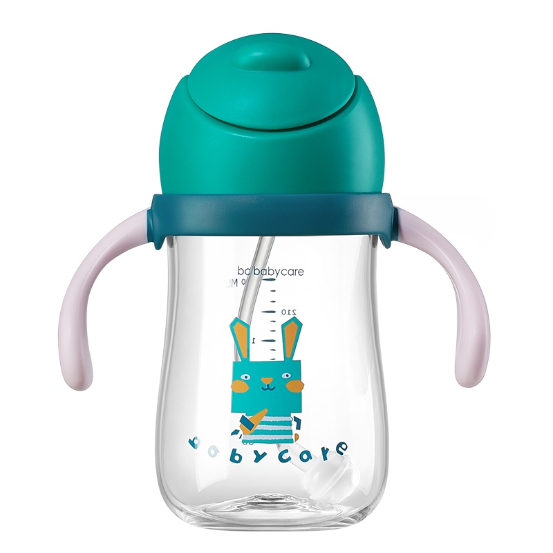 babycare婴儿学饮杯防漏防呛吸管杯奶瓶两用大宝宝儿童喝水鸭嘴杯240ml科里斯绿