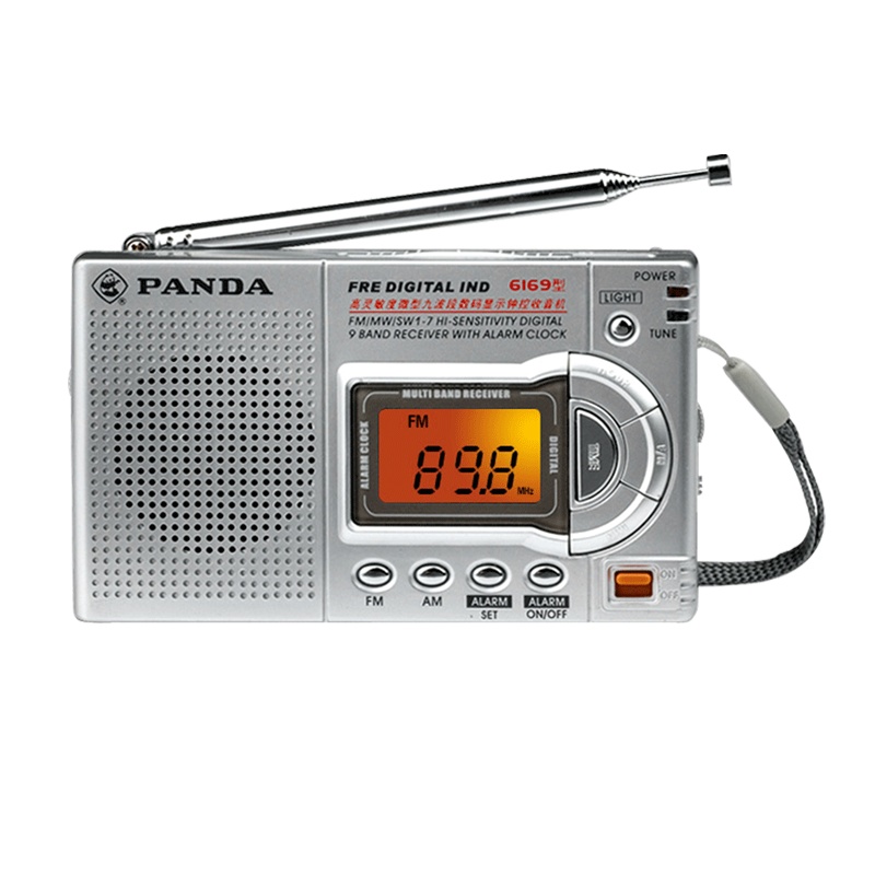 熊猫(PANDA)6169多波段收音机老人便携式多波段钟控老年人定时开机调频FM半导体迷你收音机