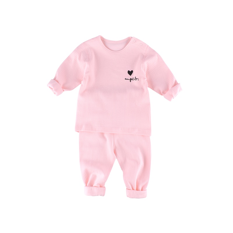 angeeb 宝贝心语 0-4岁宝宝纯棉肩开套装 婴儿提花春秋套装 家居套装