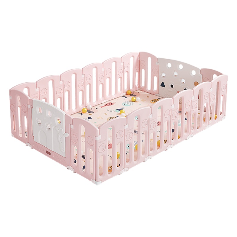 babycare儿童游戏围栏室内婴儿防护栏爬行垫安全学步16+2维尔粉围栏+爬行垫[套装]