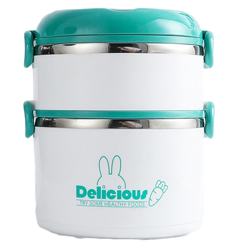 贝瑟斯 304不锈钢双层饭盒学生上班族成人饭盒密封盖防漏设计超大容量