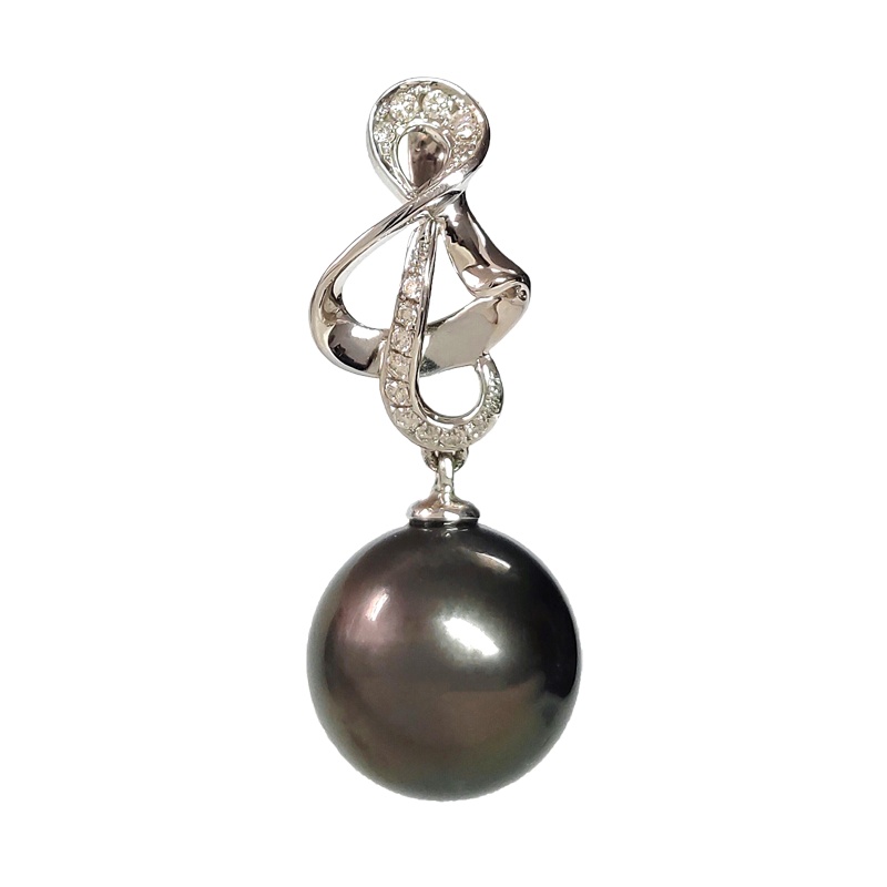 缘源珠宝 天然海水珍珠吊坠 18K金镶钻时尚气质珍珠吊坠 女款 附送证书 不含链