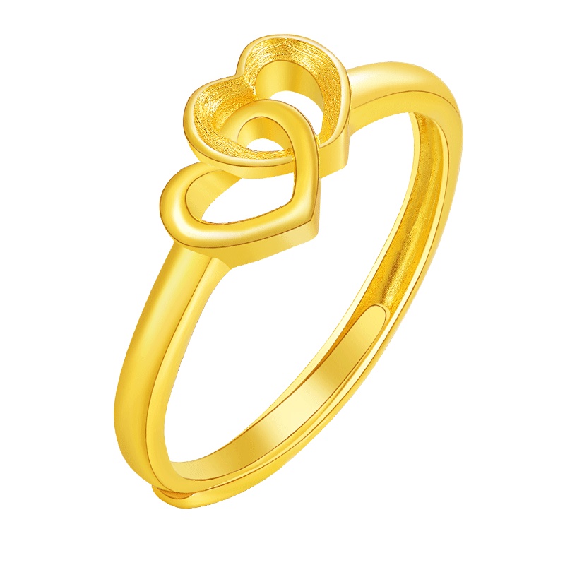 壹仟俩黄金心戒指形女戒足金999活口戒指女士女款时尚金首饰表白 计价黄金饰品