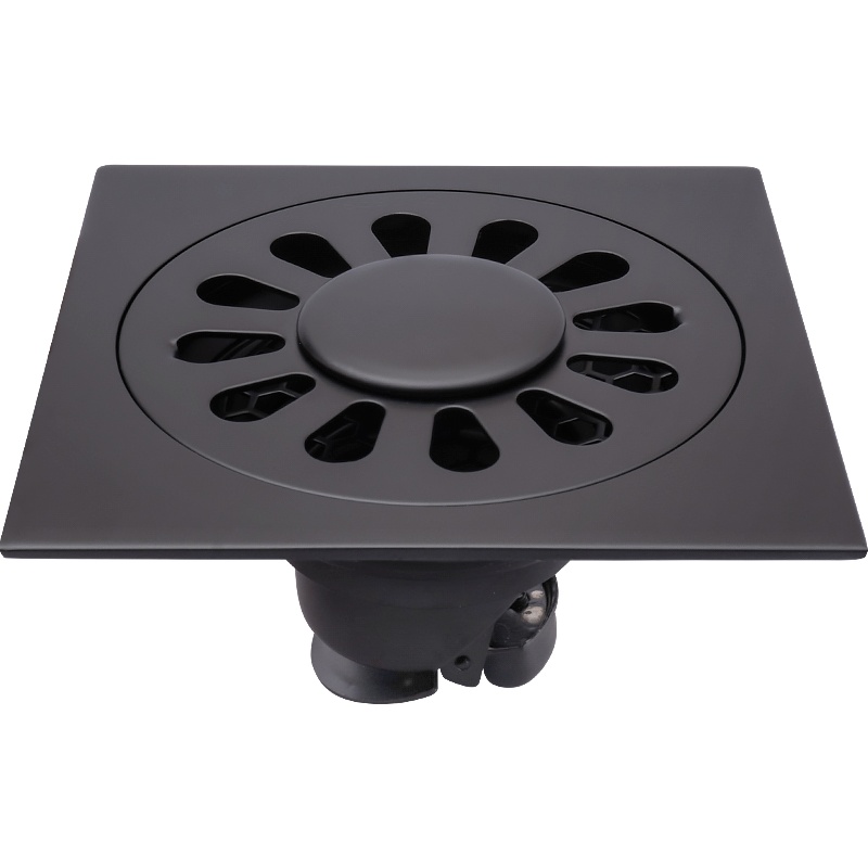 科恩纳(Coenna)浴室不锈钢304黑色地漏淋浴房卫生间洗衣机加厚防臭防虫地漏防溢水4英寸下水快三通