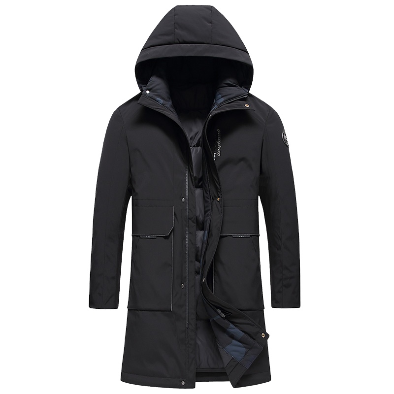 鸭鸭 90鸭绒羽绒服男士中长款士连帽冬季韩版保暖冬季外套时尚潮