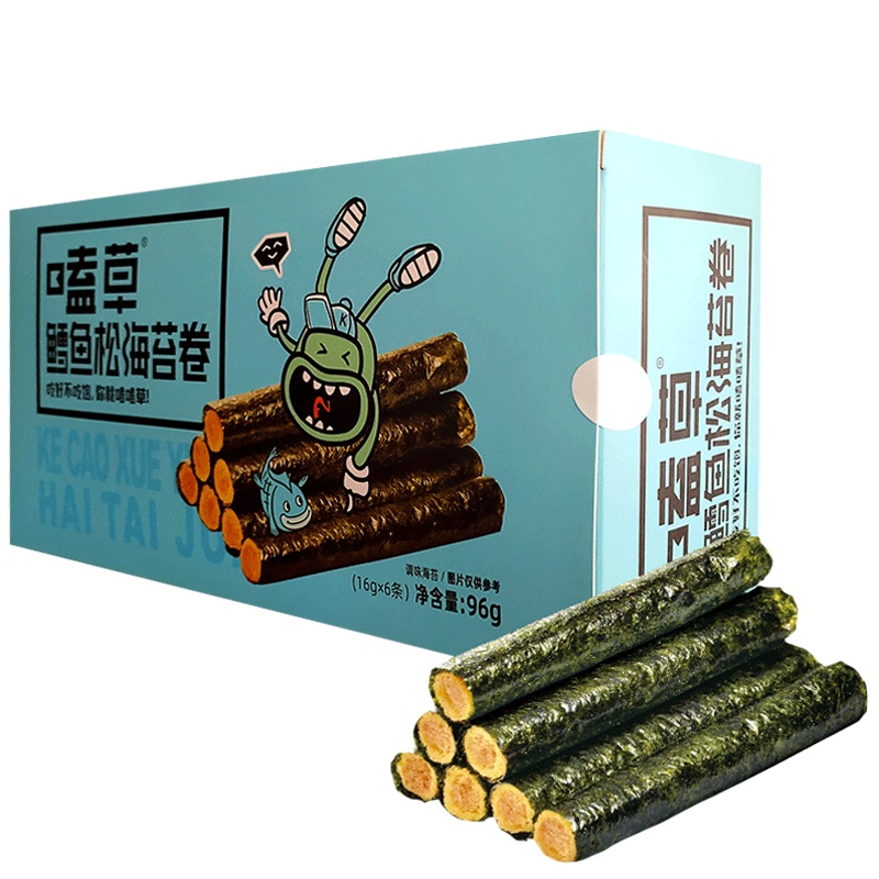 嗑草 鳕鱼松海苔卷96g(盒装) 宝宝零食海产 儿童海苔
