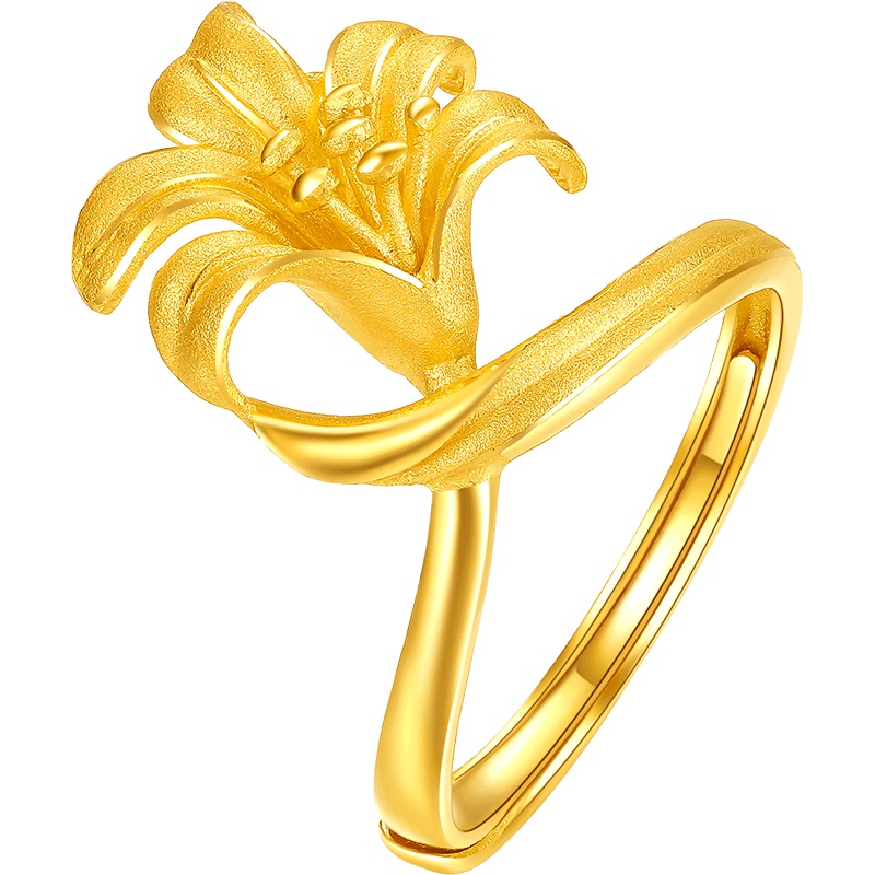 周大生黄金饰品黄金戒指女新款足金999百合花朵活口戒指时尚指环花漾系列