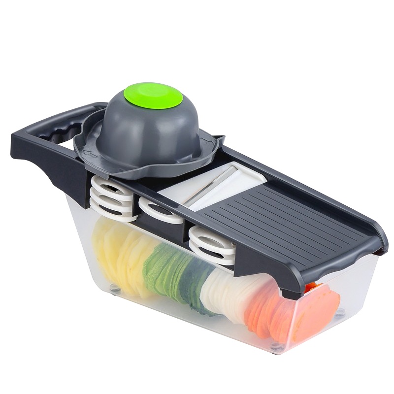 顾巢 厨房用品多功能切菜器刨丝器 家用手动切丝器切片器 萝卜刨片器土豆丝擦丝器 小麦蓝含盒刨刀护手器