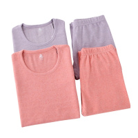 ab保暖套装秋冬色织刷绒棉毛衫裤弹力圆领女士保暖秋衣秋裤p970