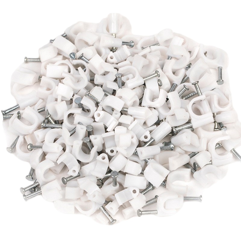 钢钉线卡圆形5MM圆形线卡 带钉线卡 尼龙塑料线卡 电线卡