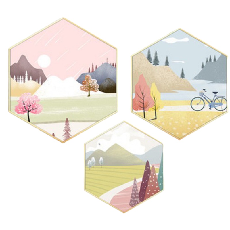 北欧小清新六边形墙面装饰挂画 60*52*30cm