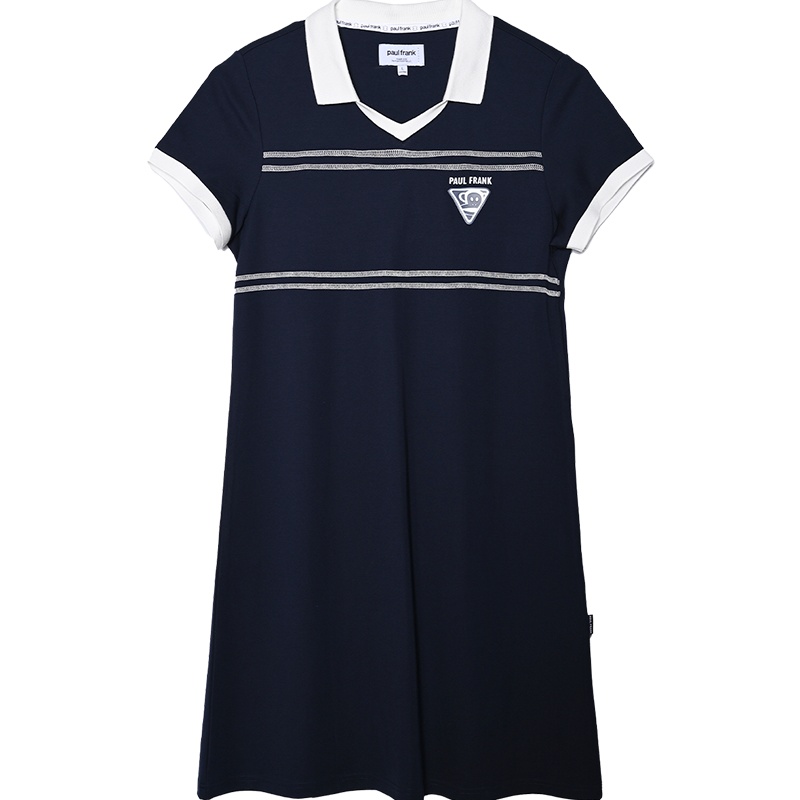 Paul Frank/大嘴猴 夏季POLO领短袖连衣裙女休闲显瘦 PFCDS212047W